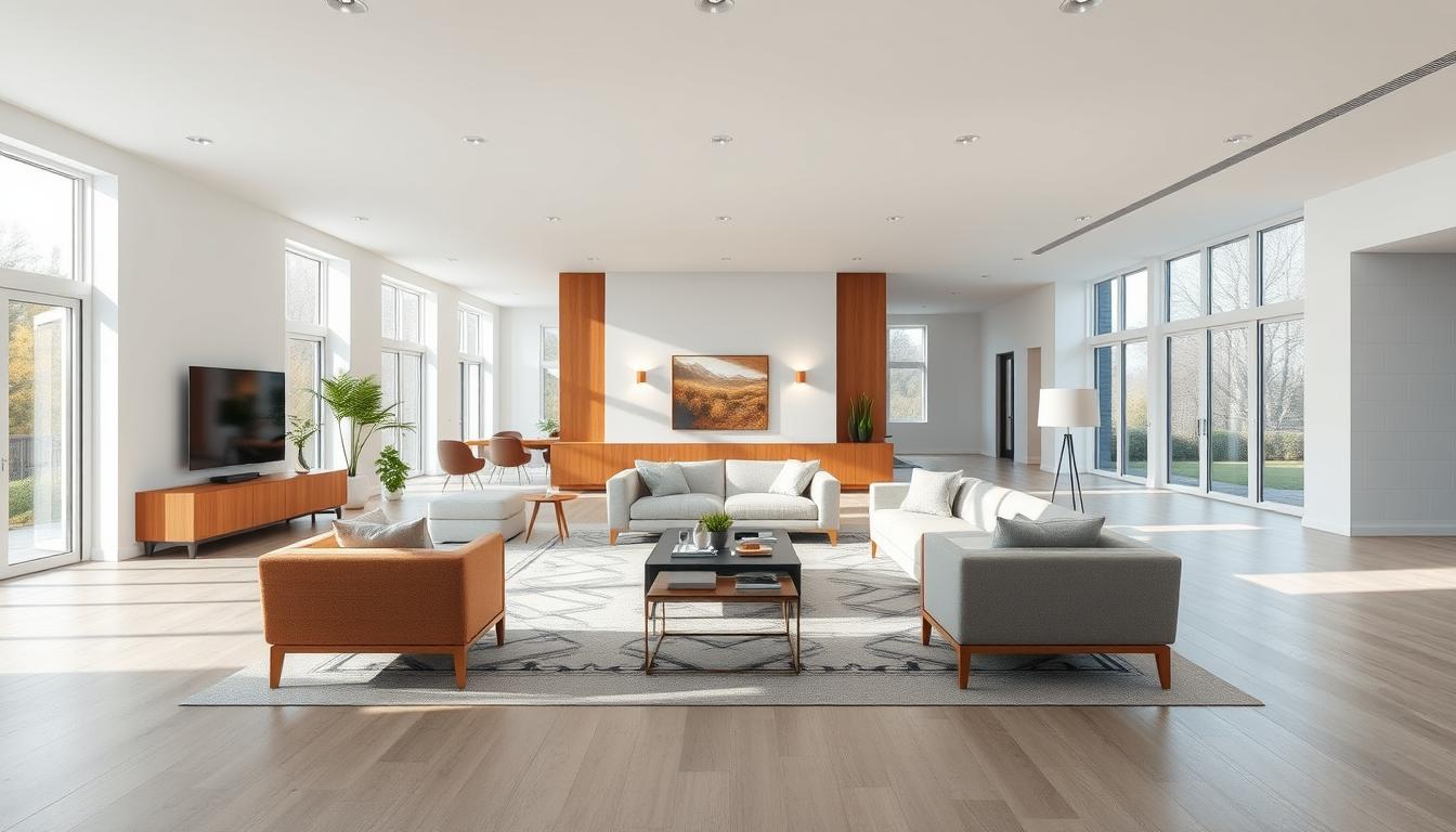 Bright edited living room interior